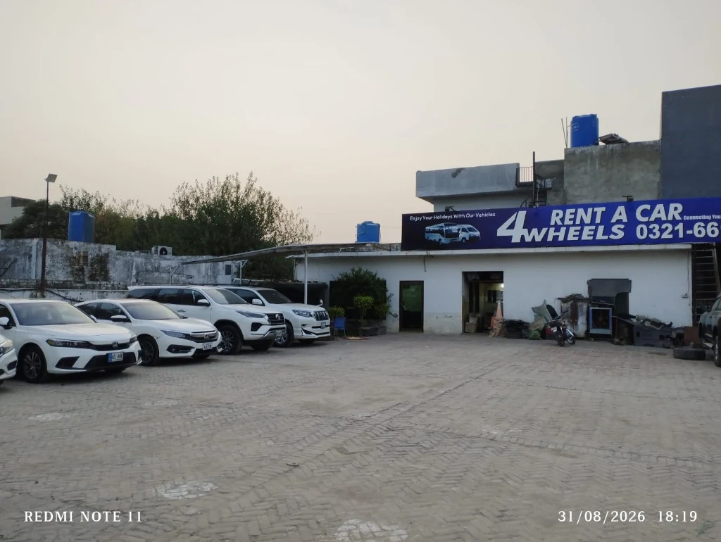 4WHEELS Rent a Car Johar Town Lahore Official Roadside Billboard 0321-6616644